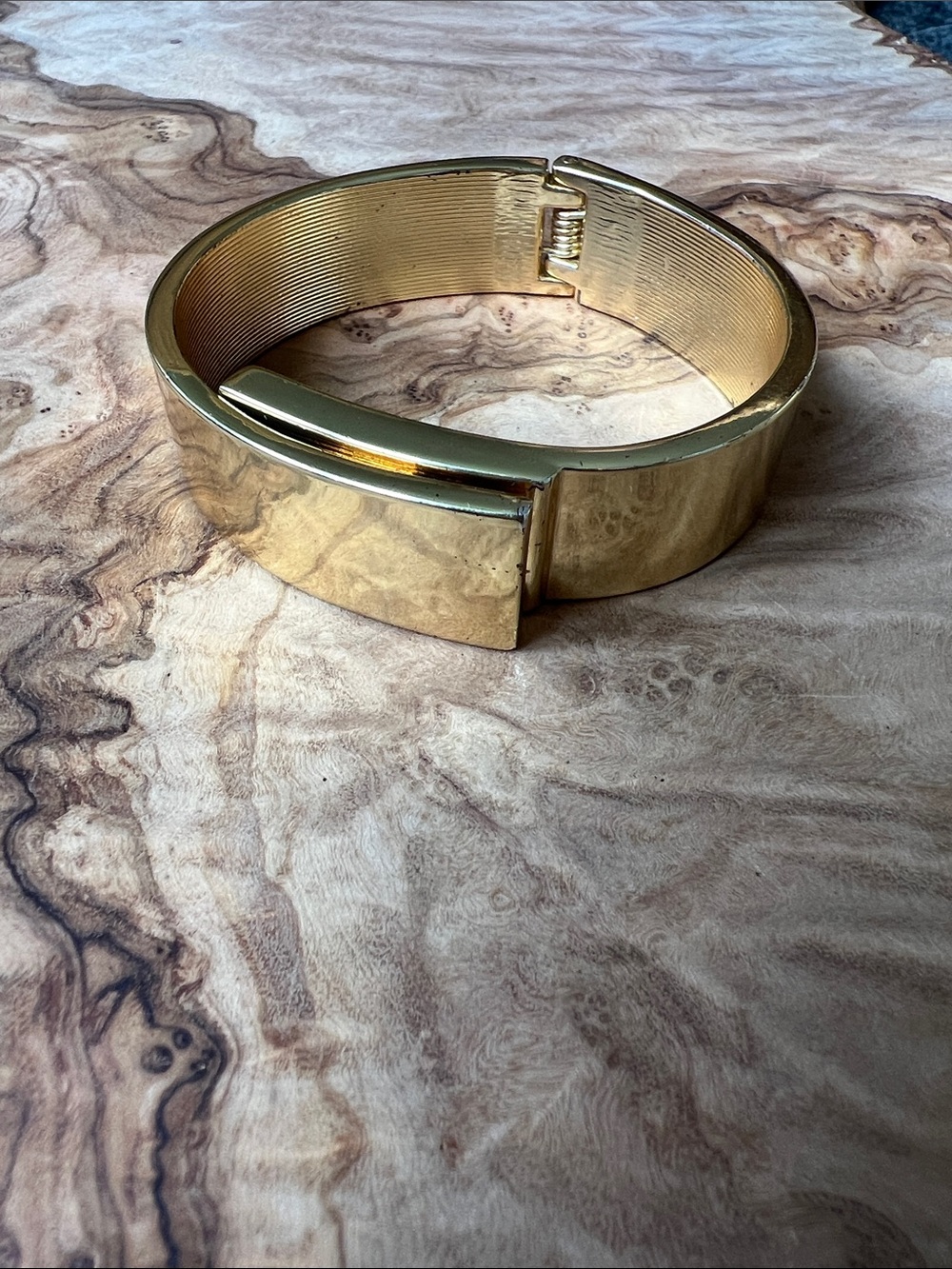 Polished Gold-Tone Women’s Hinged Cuff Bracelet, small
